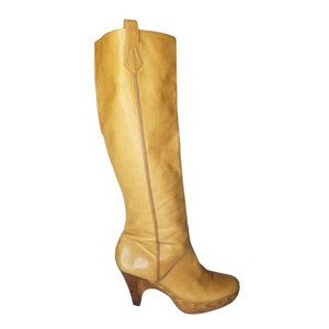 COLE HAAN | tan leather knee high heeled boots